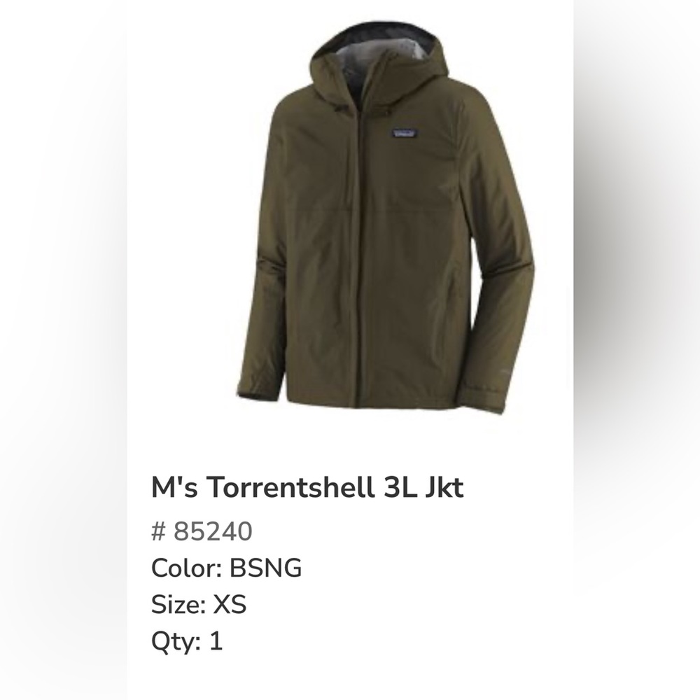 Olive Green Patagonia 3L Torrentshell Jacket